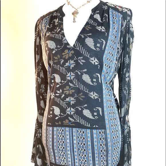 Lucky Brand Embroidered Bell Sleeve Blouse - Picture 6 of 14